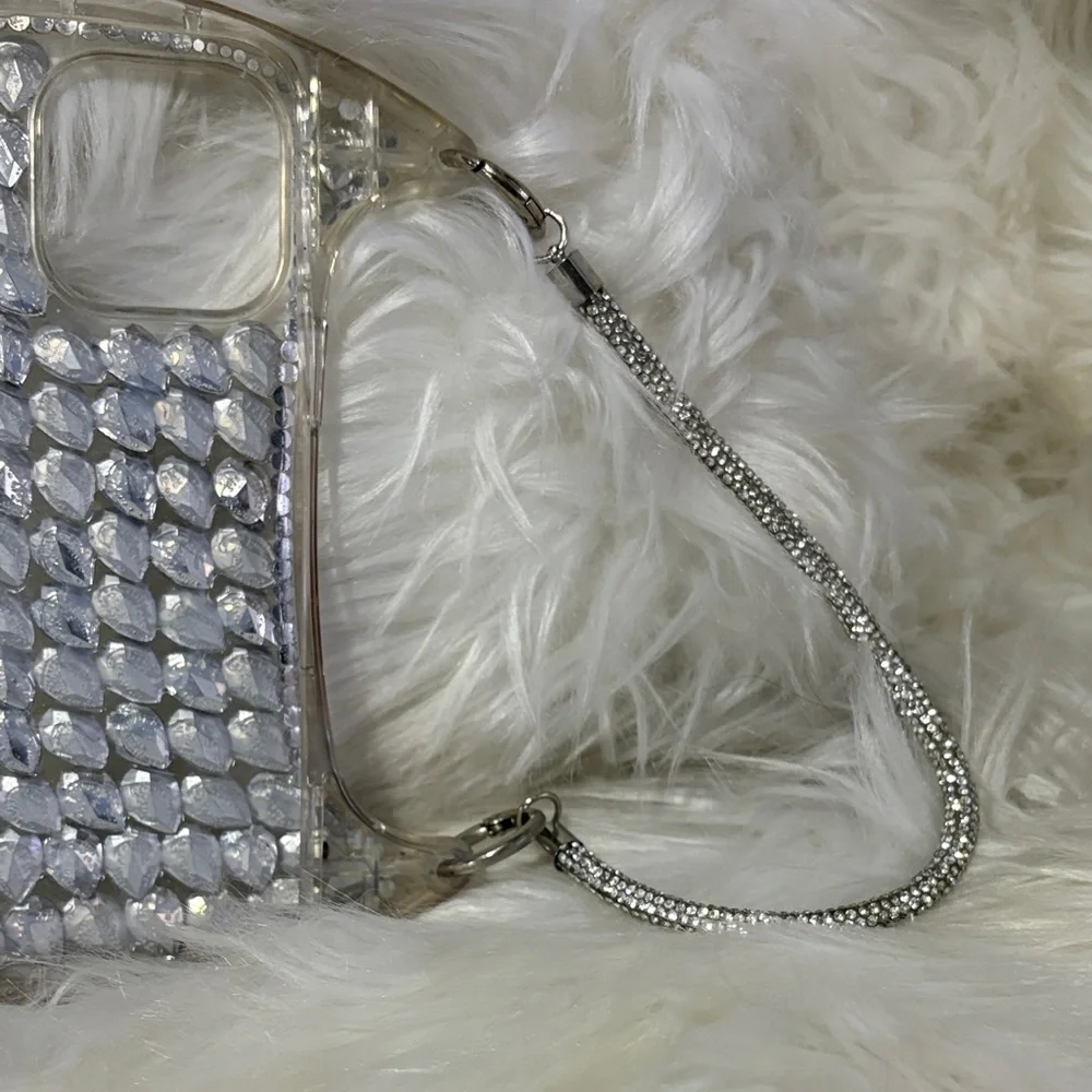 Rhinestone Phone Case with Strap- IPhone 14 Plus